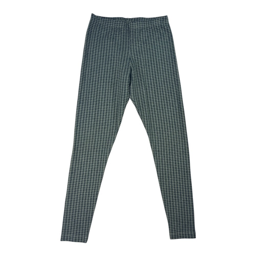 Bryn Walker Houndstooth Leggings Small Olive Green Black Rayon Stretch USA